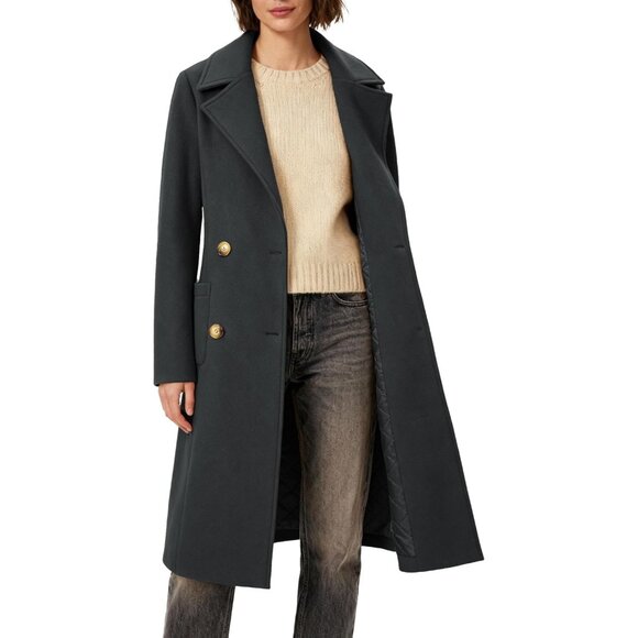 Women's Grey Winter Double-breasted Long Overcoat Classic Casual Trench Coat